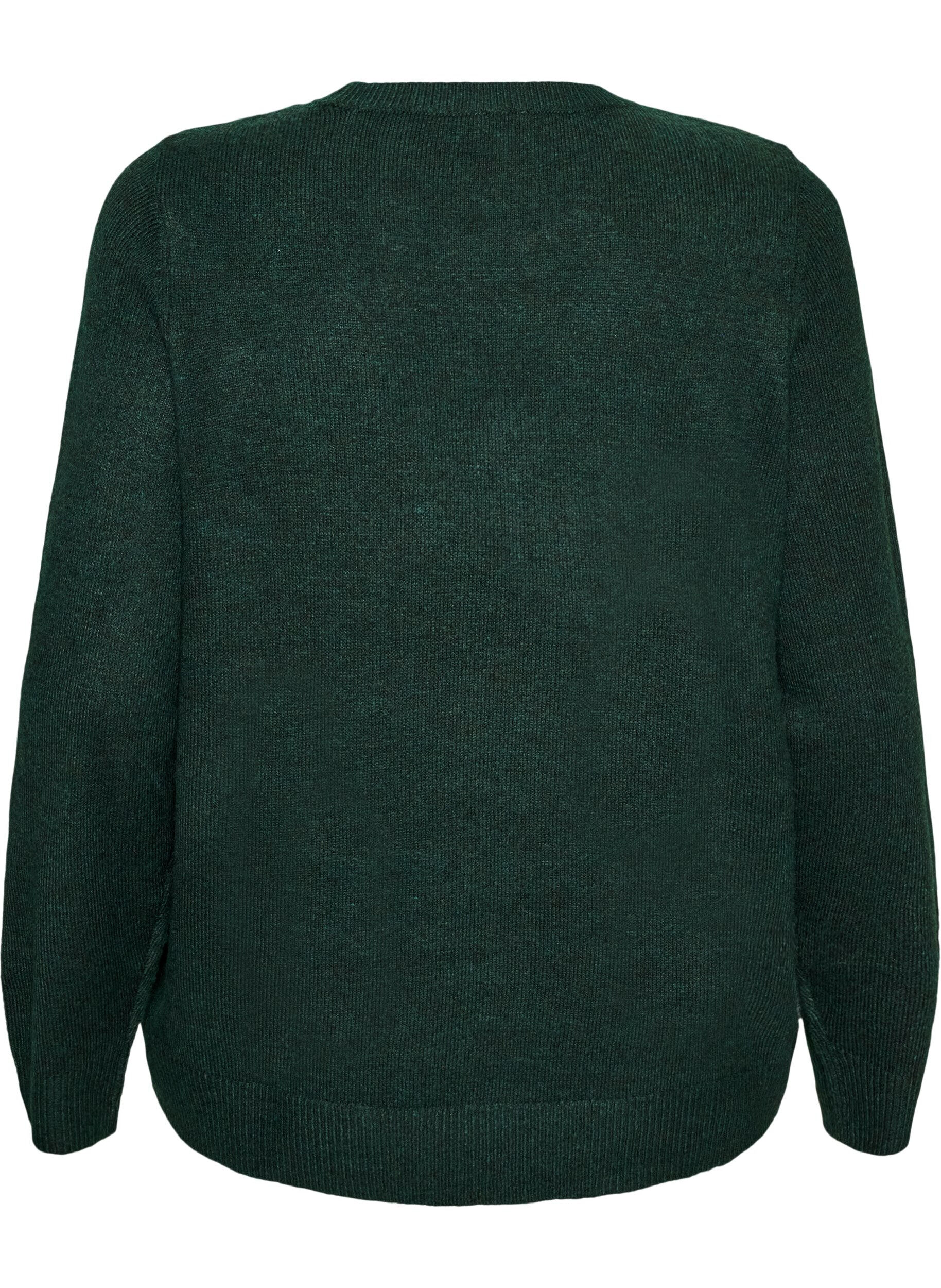 ZizziStrikbluse med glittersl&oslash;jfe, Gr&oslash;n, Packshot image number 1