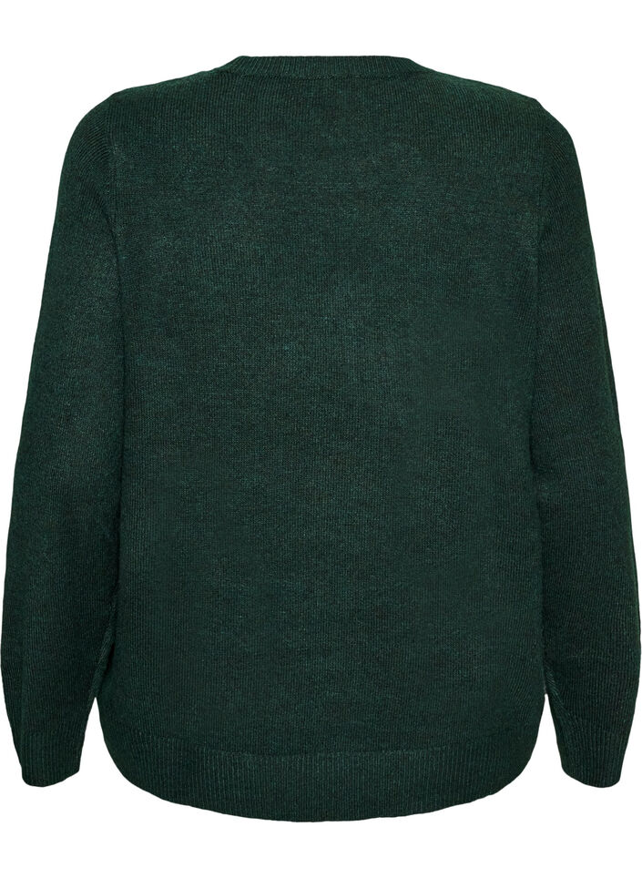 Strikbluse med glittersl&oslash;jfe, Gr&oslash;n, Packshot image number 1