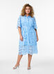 Skjortekjole i broderie anglaise med bindeb&aelig;lte, Bl&aring;, Model image number 1