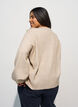 Strikbluse med knapdetalje, Beige, Model image number 2