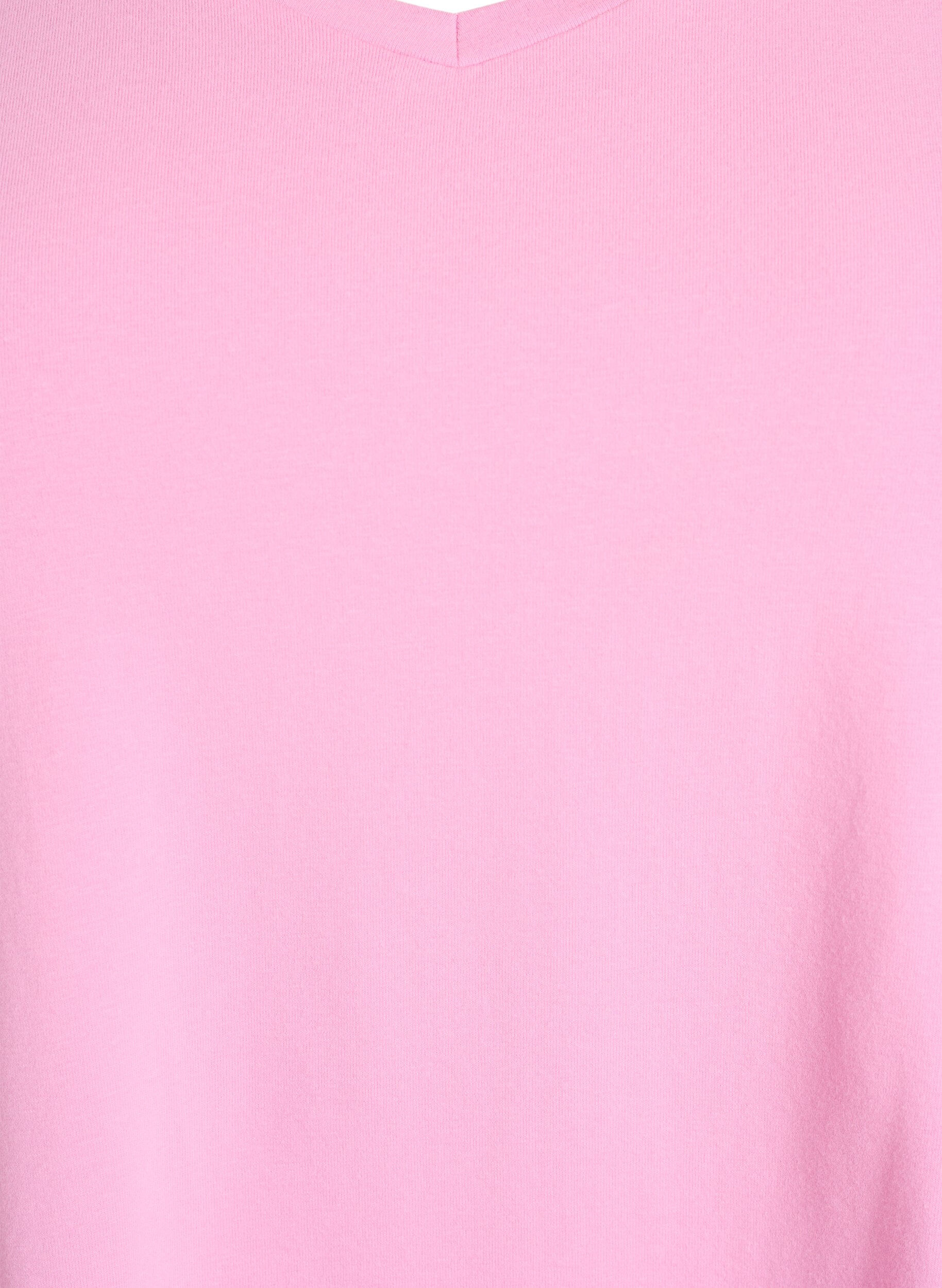 ZizziEnsfarvet basis t-shirt i bomuld, Lyser&oslash;d, Packshot image number 2