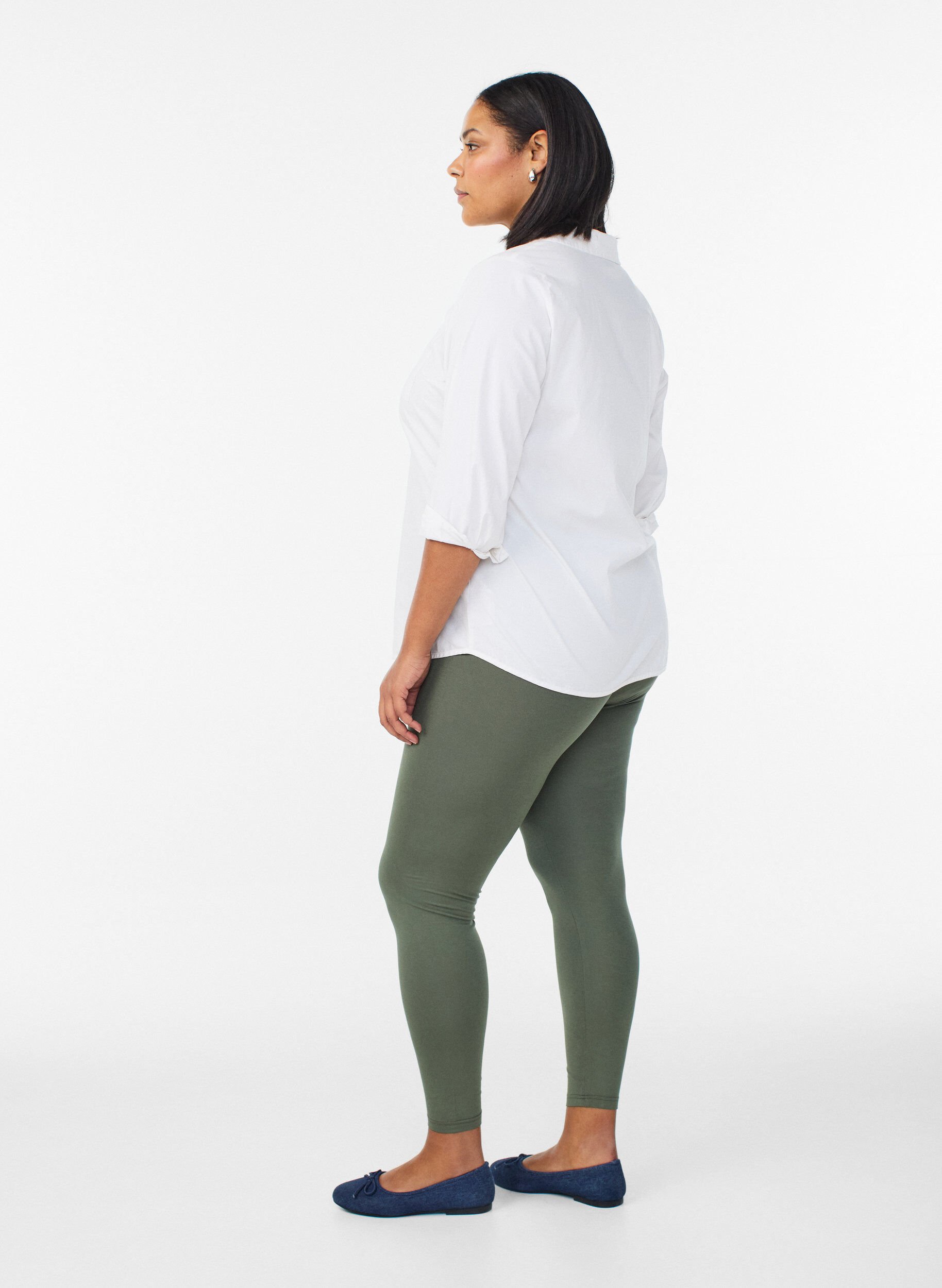 Zizzi Basis leggings i viskose, Gr&oslash;n, Model image number 2