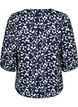 3/4 &aelig;rmet bluse i bomuld med print, Navy Blazer Leaf, Packshot image number 1