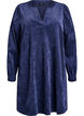 Kort fløjlskjole med lange ærmer, Blå, Packshot image number 0