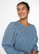 Kjole med smock-overdel og sm&aring;blomstret m&oslash;nster, Bl&aring;, Model image number 3