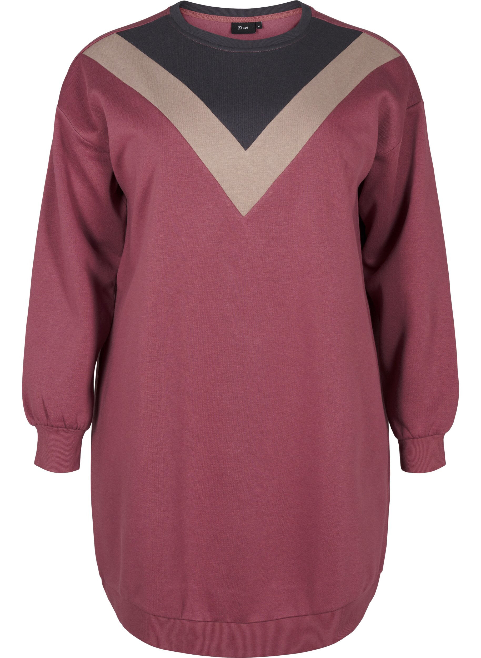 Zizzi Lang sweatshirt med colorblock, Rose B. Color Block, Packshot image number 0