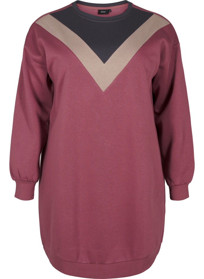 Lang sweatshirt med colorblock, Rose B. Color Block, Packshot image number 0