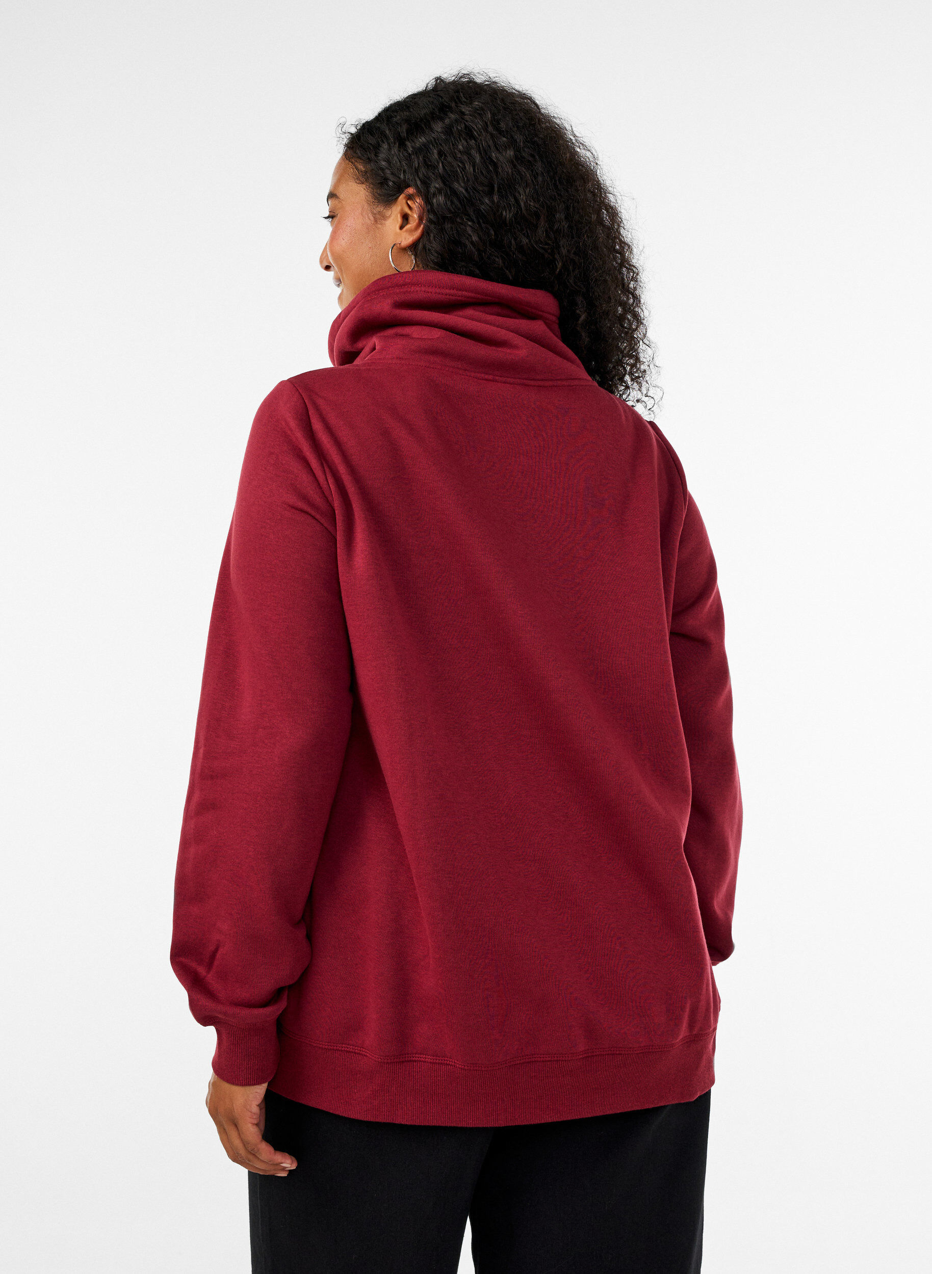 ZizziSweatshirt med h&oslash;j krave og lommer, R&oslash;d, Model image number 2