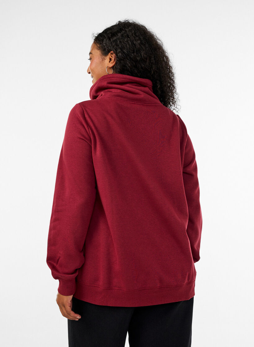 Sweatshirt med h&oslash;j krave og lommer, R&oslash;d, Model image number 2
