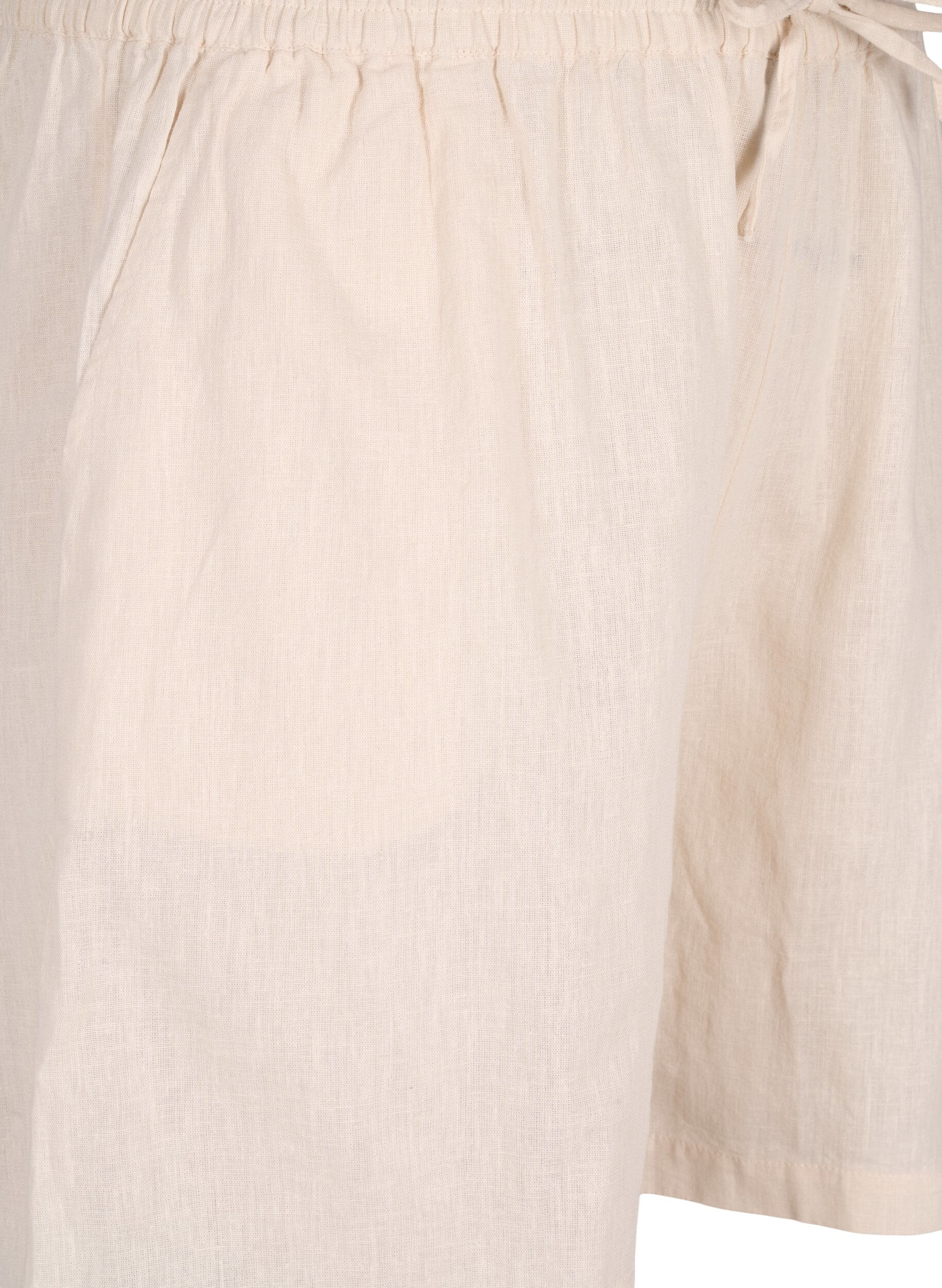 Zizzi L&oslash;se shorts i bomuldsmix med h&oslash;r, Sandshell, Packshot image number 2