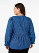 Stribet denimbluse med bindebånd foran, Blå, Model image number 2