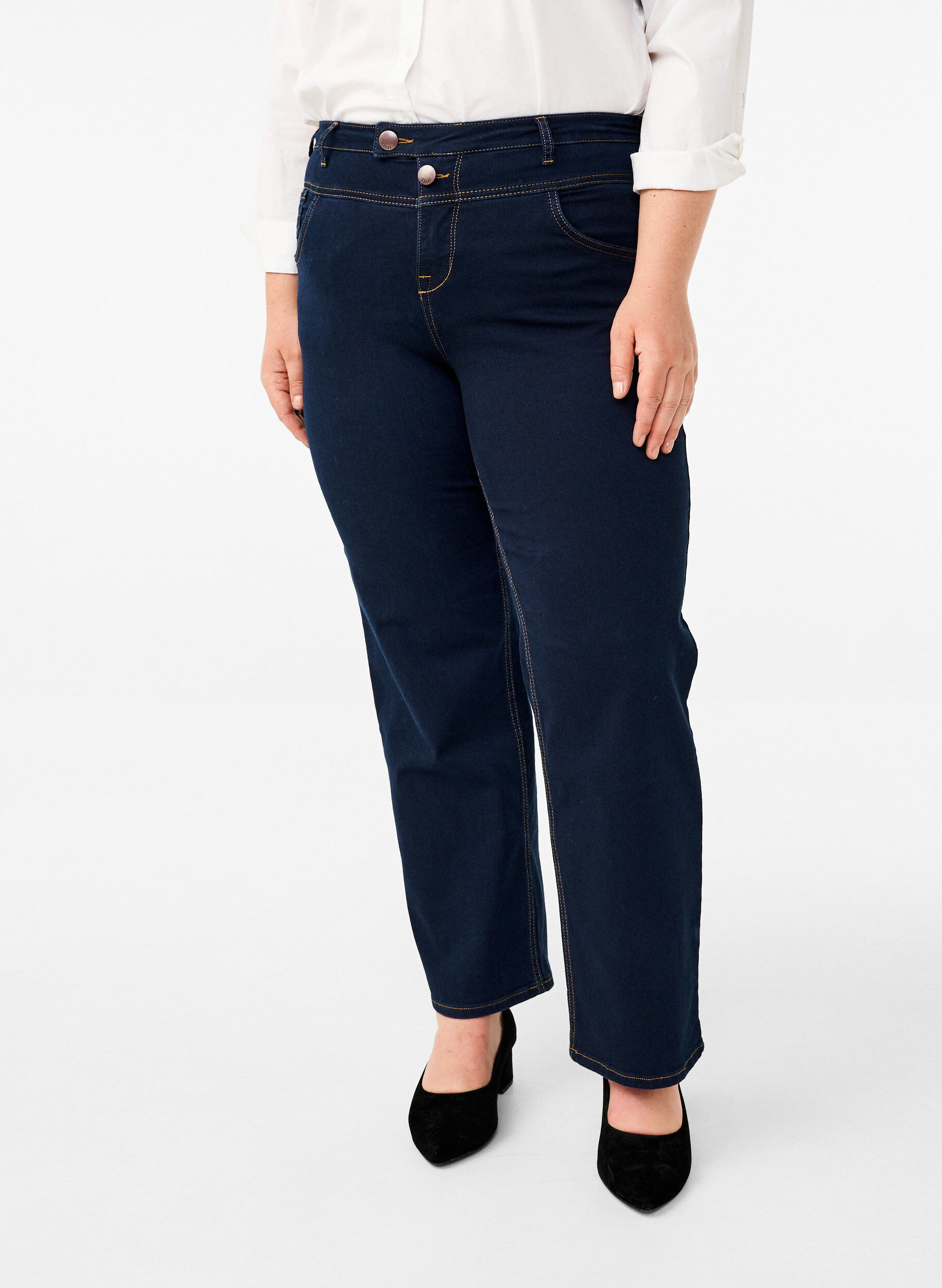 Zizzi Regular fit Gemma jeans med h&oslash;j talje, Bl&aring;, Packshot image number 2