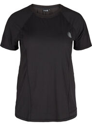 Ensfarvet trænings t-shirt med reflex detaljer, Black