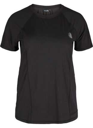 Ensfarvet trænings t-shirt med reflex detaljer, Black, Packshot image number 0