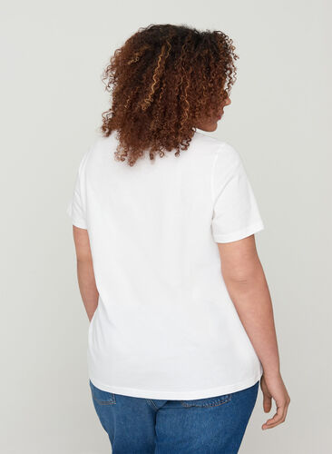 Kortærmet bomulds t-shirt med tryk , Bright White, Model image number 1