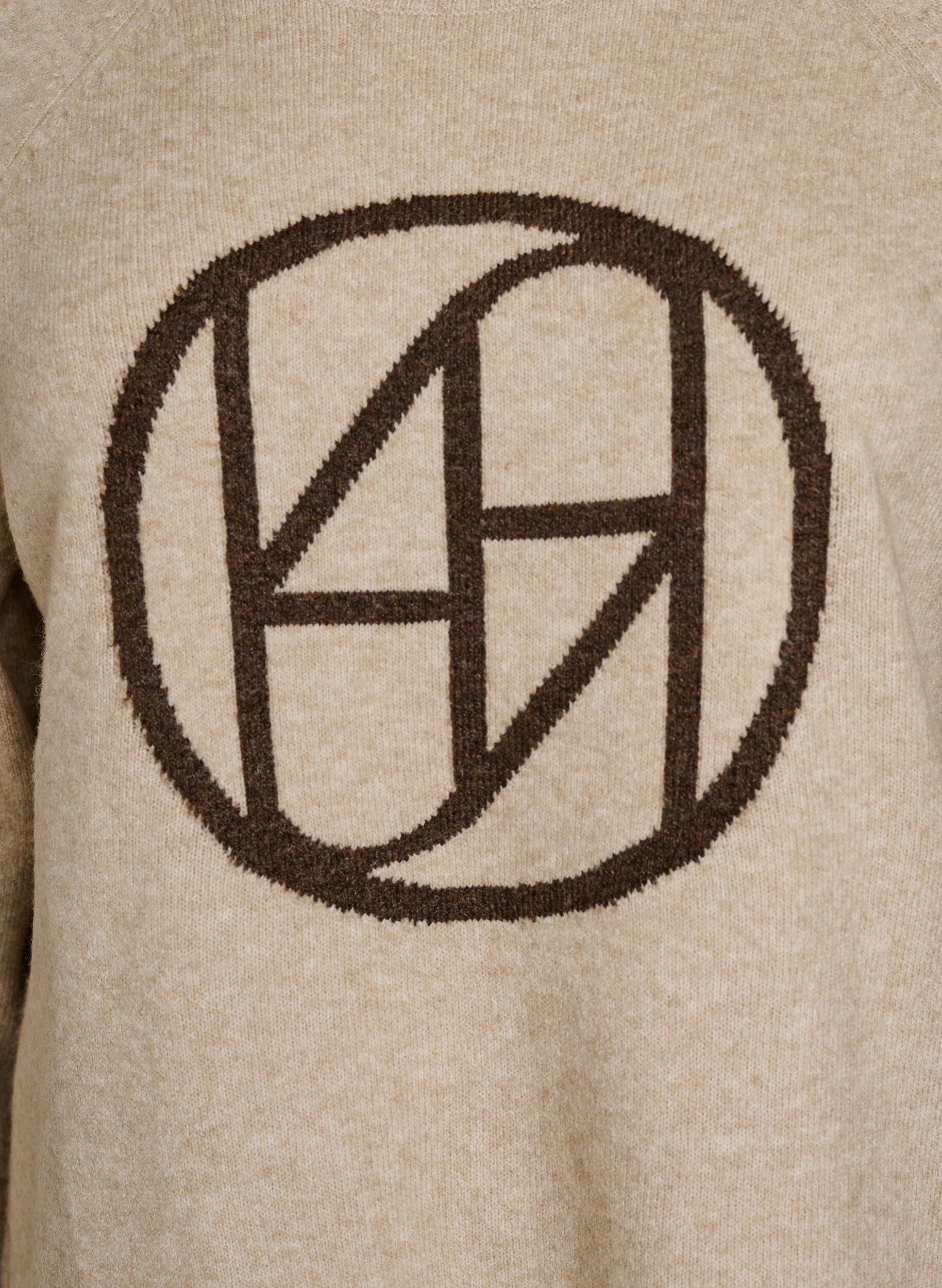 ZizziStrikbluse med logo og kontraststriber, Beige, Packshot image number 2