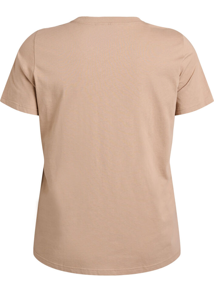Basis t-shirt i bomuld med rund hals, Beige, Packshot image number 1
