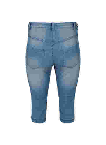 Højtaljede Amy capri jeans med super slim fit, Light blue denim, Packshot image number 1