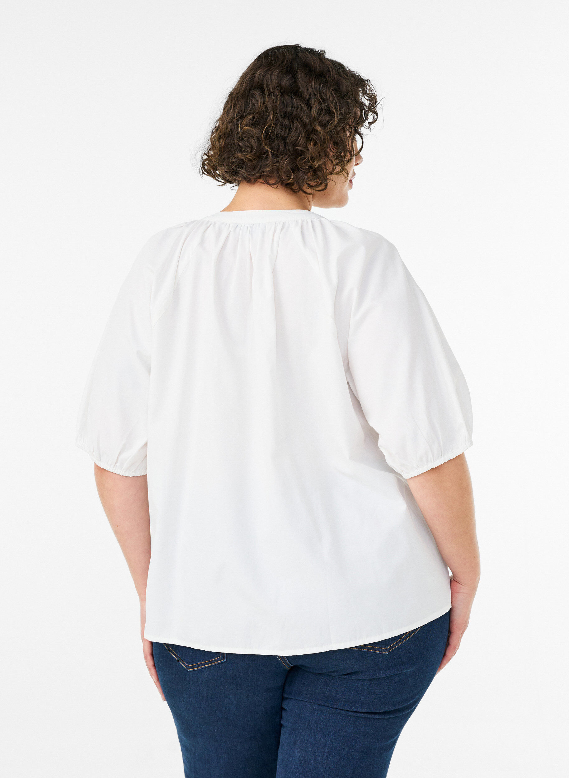 ZizziSkjortebluse med knaplukning og bindeb&aring;nd, Hvid, Model image number 2