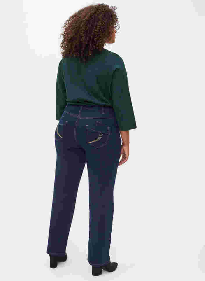 Regular fit Gemma jeans med høj talje, Blue denim, Model image number 2
