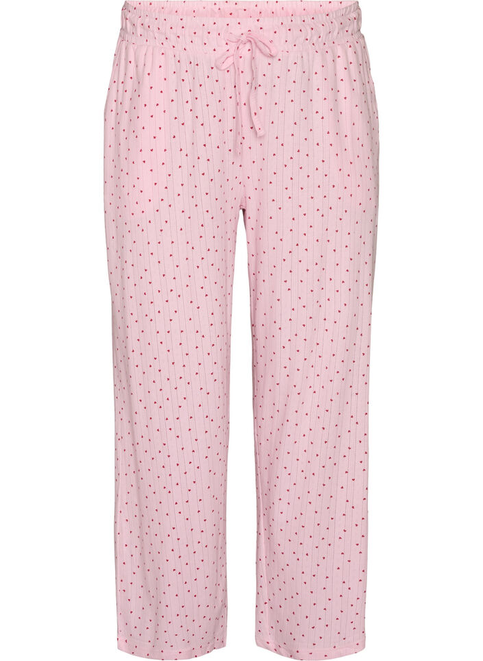 Pyjamabukser i &oslash;kologisk bomuld med hulm&oslash;nster, Lyser&oslash;d, Packshot image number 0