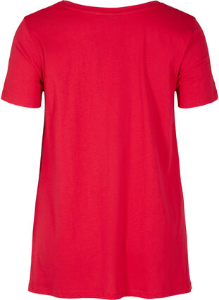 Kortærmet bomulds t-shirt med a-form, Lipstick Red HEART, Packshot image number 1