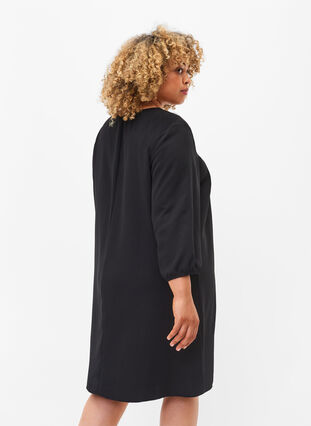 Kjole med blonder og 3/4 ærmer, Black, Model image number 1