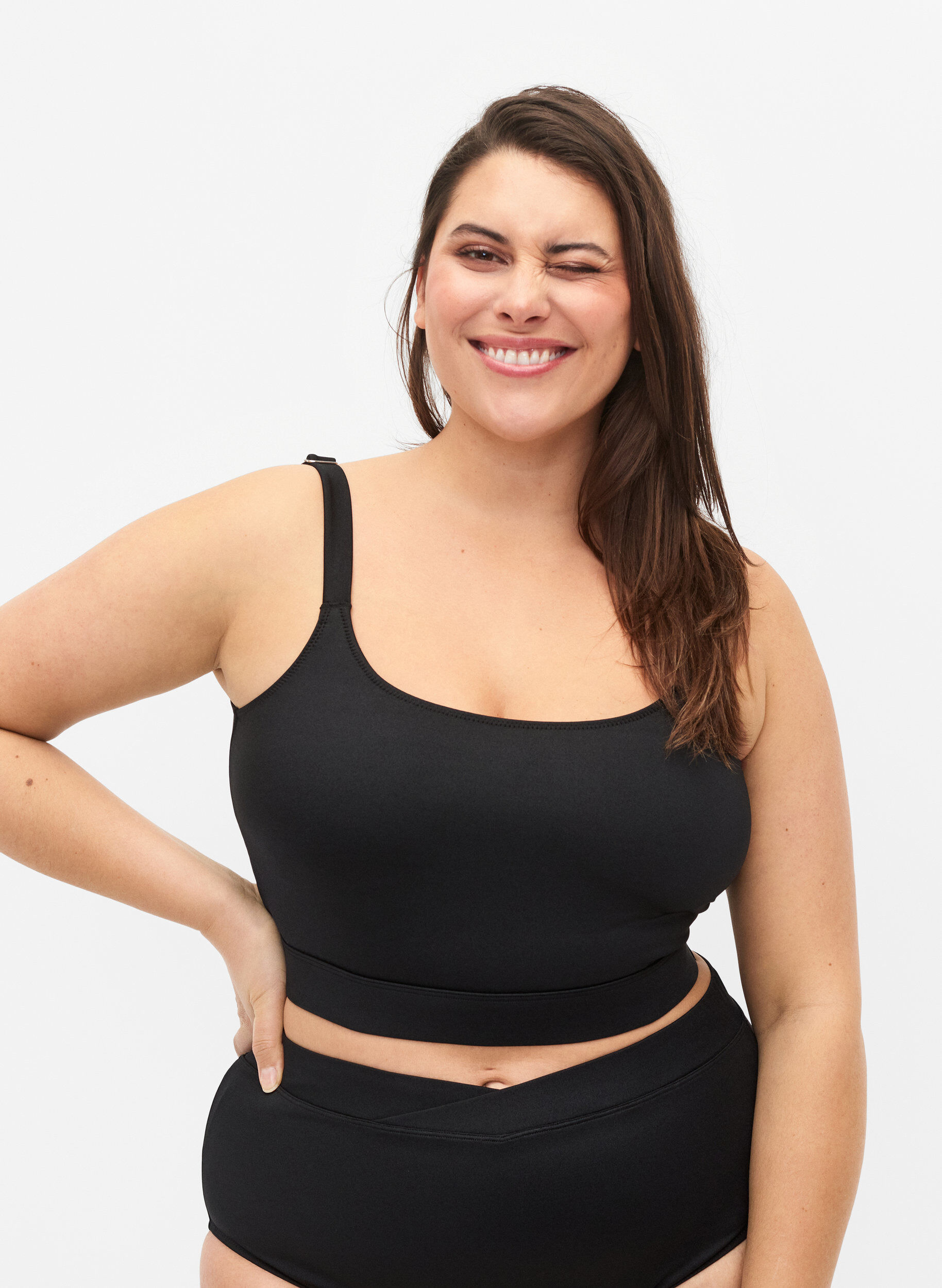 Zizzi Bikini top med regulerbare stropper, Black, Model image number 0