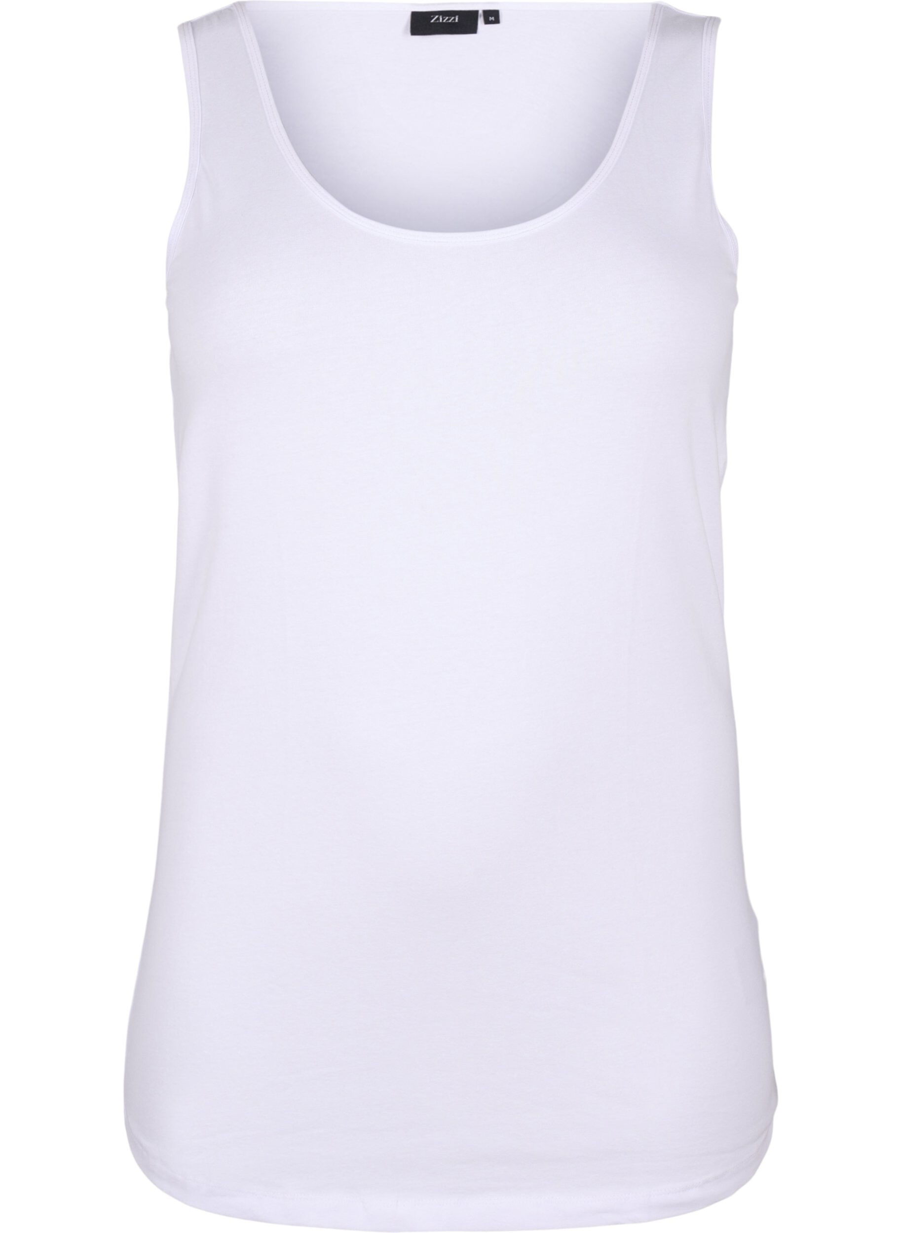 ZizziEnsfarvet basis top i bomuld, Hvid, Packshot image number 0