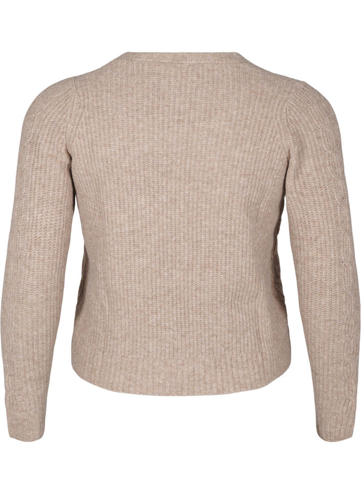 Strikket cardigan med bindedetaljer, Simply Taupe Mel., Packshot image number 1