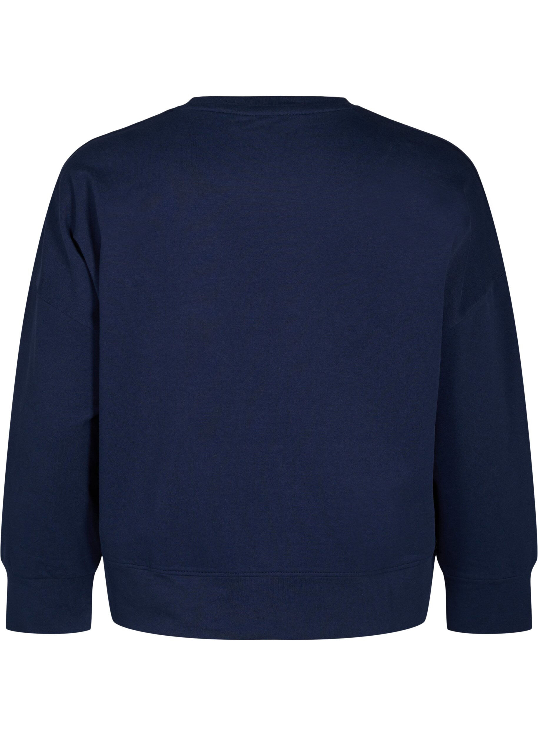 Zizzi Sweatshirt med motiv og lange &aelig;rmer, Bl&aring;, Packshot image number 1