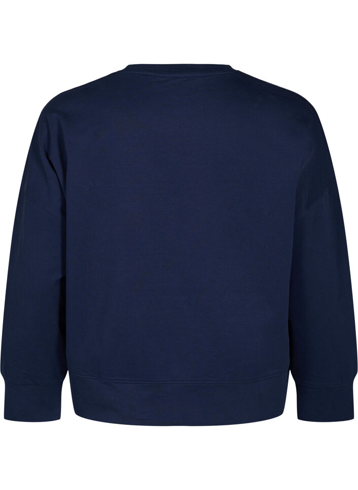 Sweatshirt med motiv og lange ærmer, Blå, Packshot image number 1