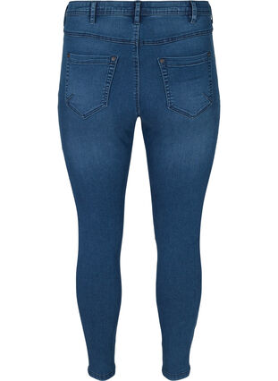 Cropped Amy jeans med høj talje og lynlås, Dark blue denim, Packshot image number 1