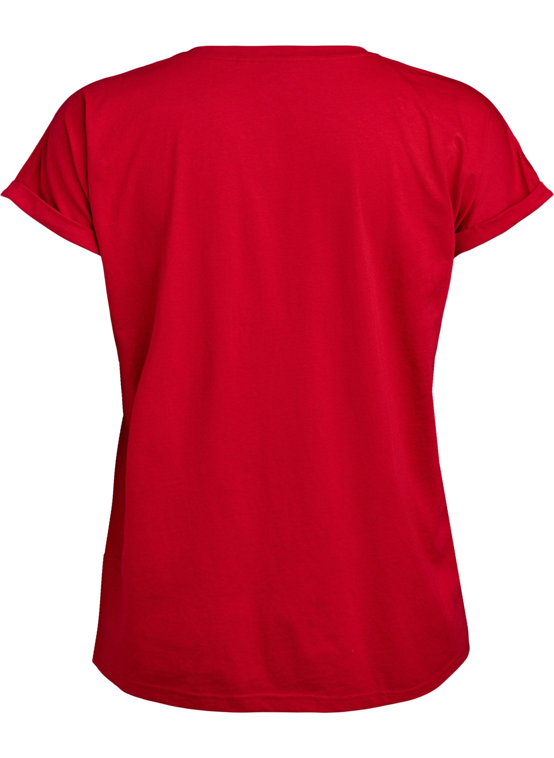 ZizziKort&aelig;rmet t-shirt i bomuldsblanding, R&oslash;d, Packshot image number 1
