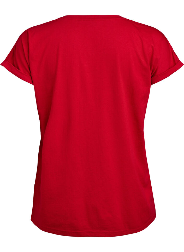 Kort&aelig;rmet t-shirt i bomuldsblanding, R&oslash;d, Packshot image number 1