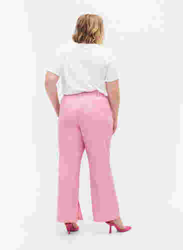 Melerede bukser med elastik og knaplukning, Rosebloom, Model image number 1