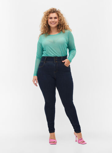 Super slim Bea jeans med ekstra høj talje, Unwashed, Model image number 0