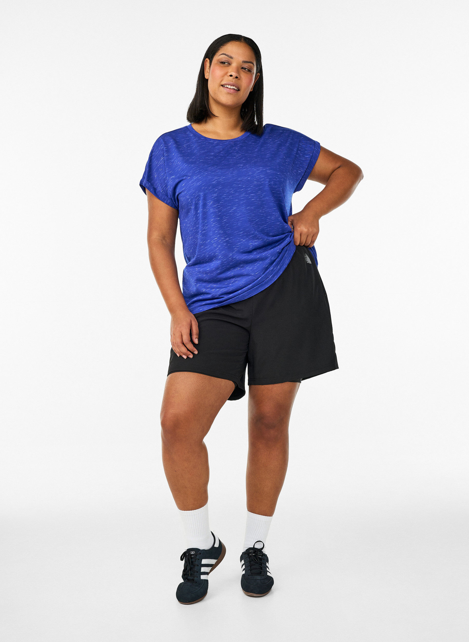 Zizzi L&oslash;s tr&aelig;nings t-shirt med korte &aelig;rmer, Lilla, Model image number 1