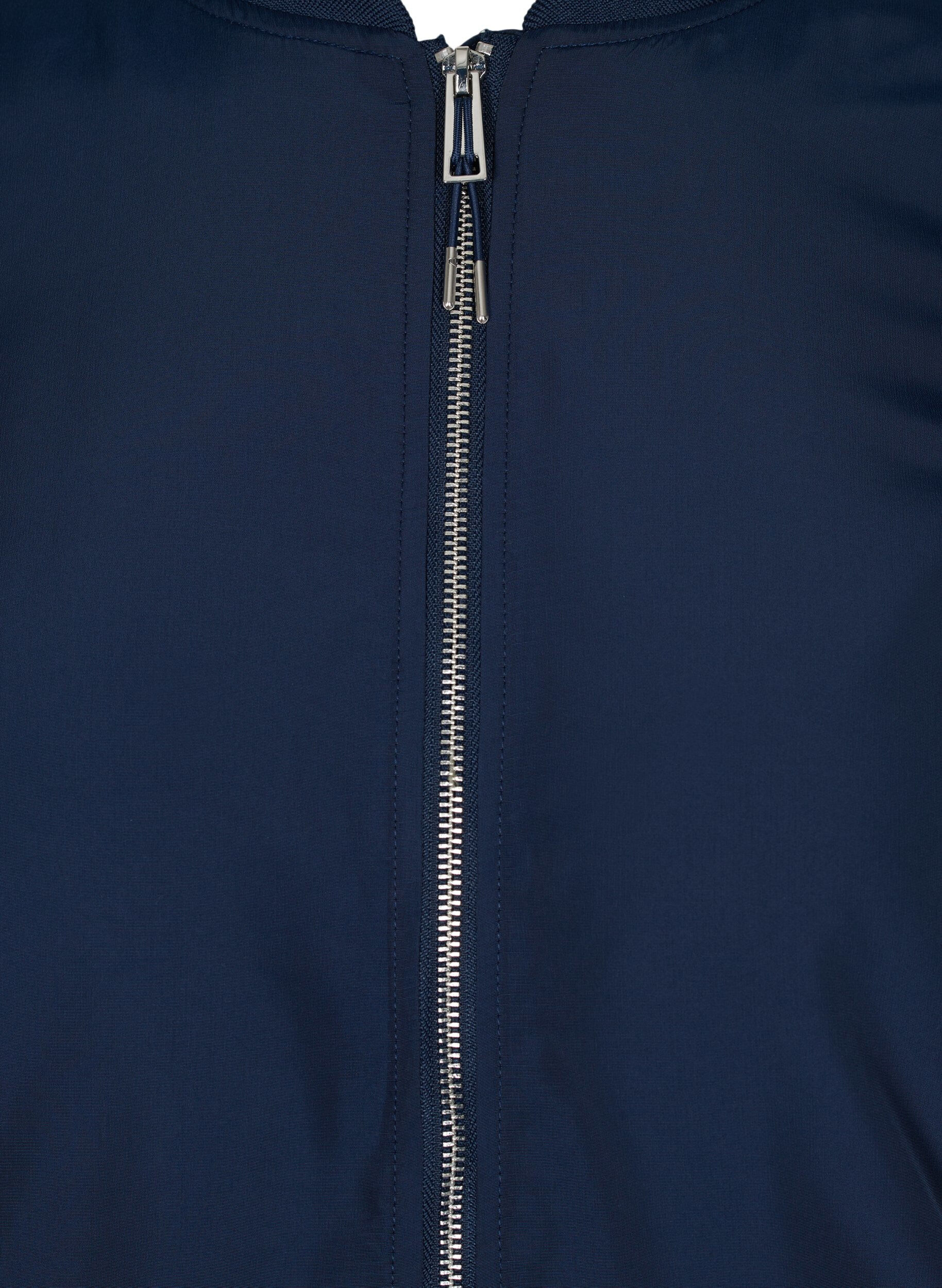 Zizzi Lang bomberjakke med lommer, Navy Blazer, Packshot image number 2