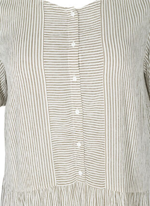 Kortærmet kjole med striber og knapper, White Stripe, Packshot image number 2