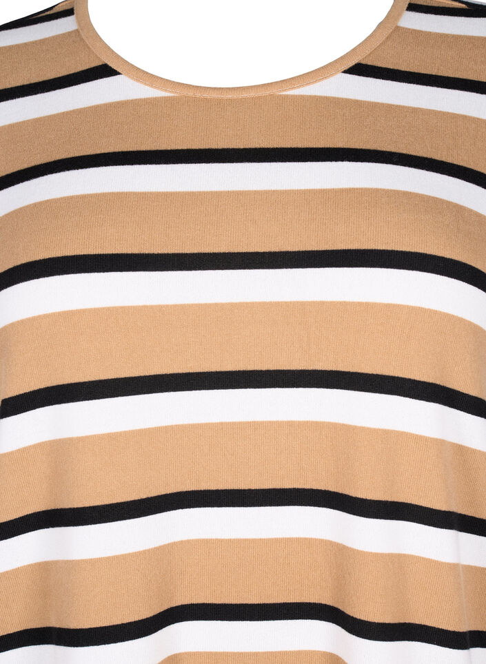 Stribet bluse med lange &aelig;rmer, Sort, Packshot image number 2