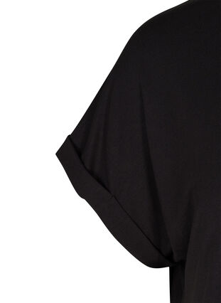 T-shirt i viskose mix med rund hals , Black, Packshot image number 2