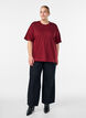 T-shirt med rhinsten og rund hals, M&oslash;rk Bordeaux, Model image number 1