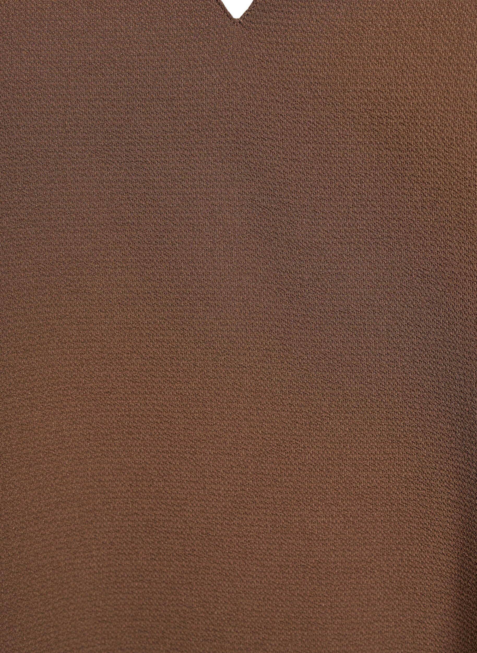 Zizzi Kort&aelig;rmet bluse med v-udsk&aelig;ring, Brun, Packshot image number 2
