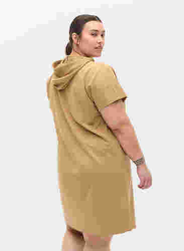 Sweatkjole med hætte og korte ærmer, Tannin, Model image number 1