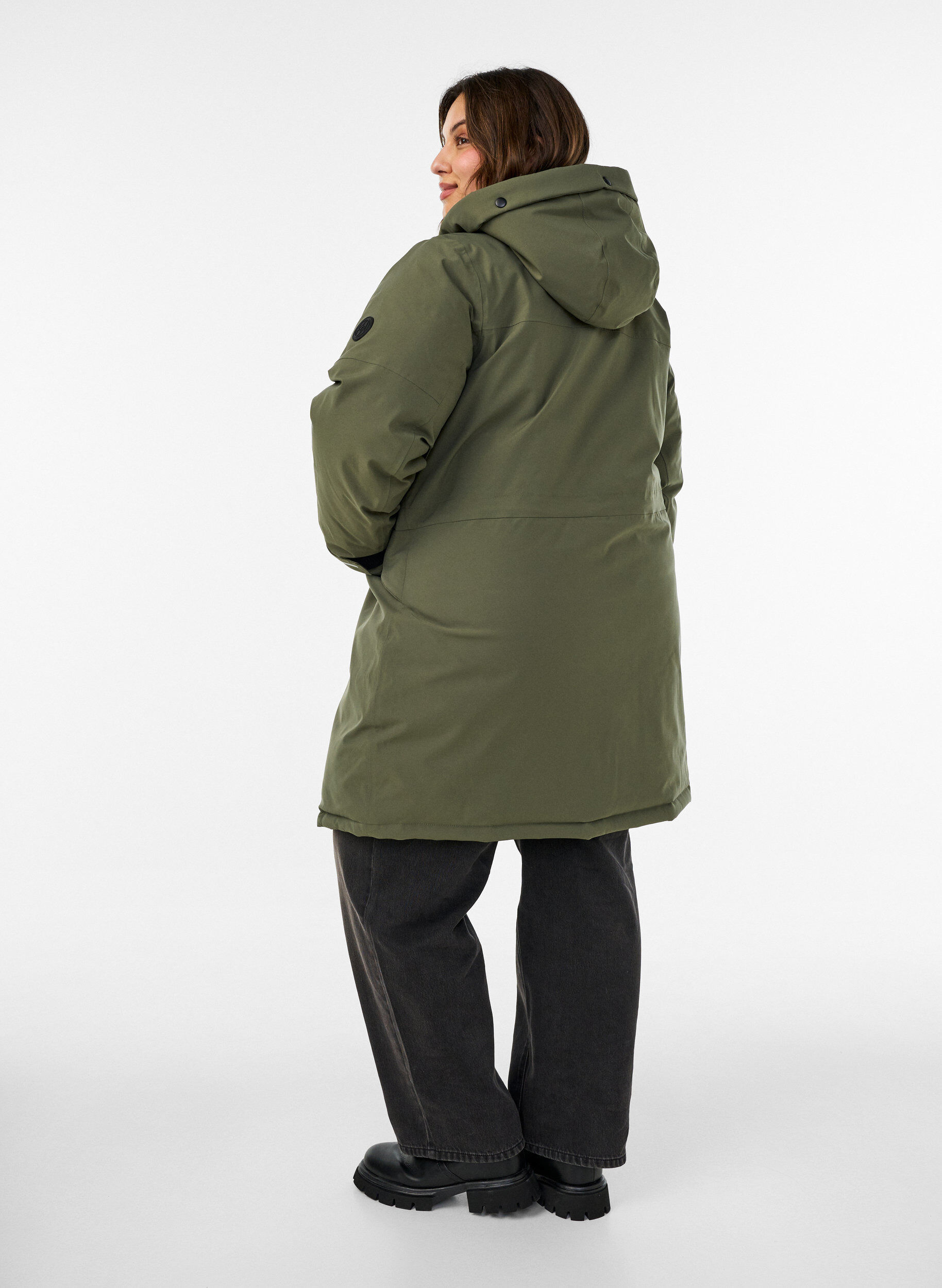 ZizziVandafvisende parka med h&aelig;tte og funktionelle detaljer, Gr&oslash;n, Model image number 2