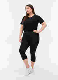 Basis 3/4 leggings med rynkedetalje , Black, Model