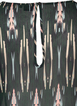 Langærmet viskose bluse med print, Green Comb AOP, Packshot image number 3