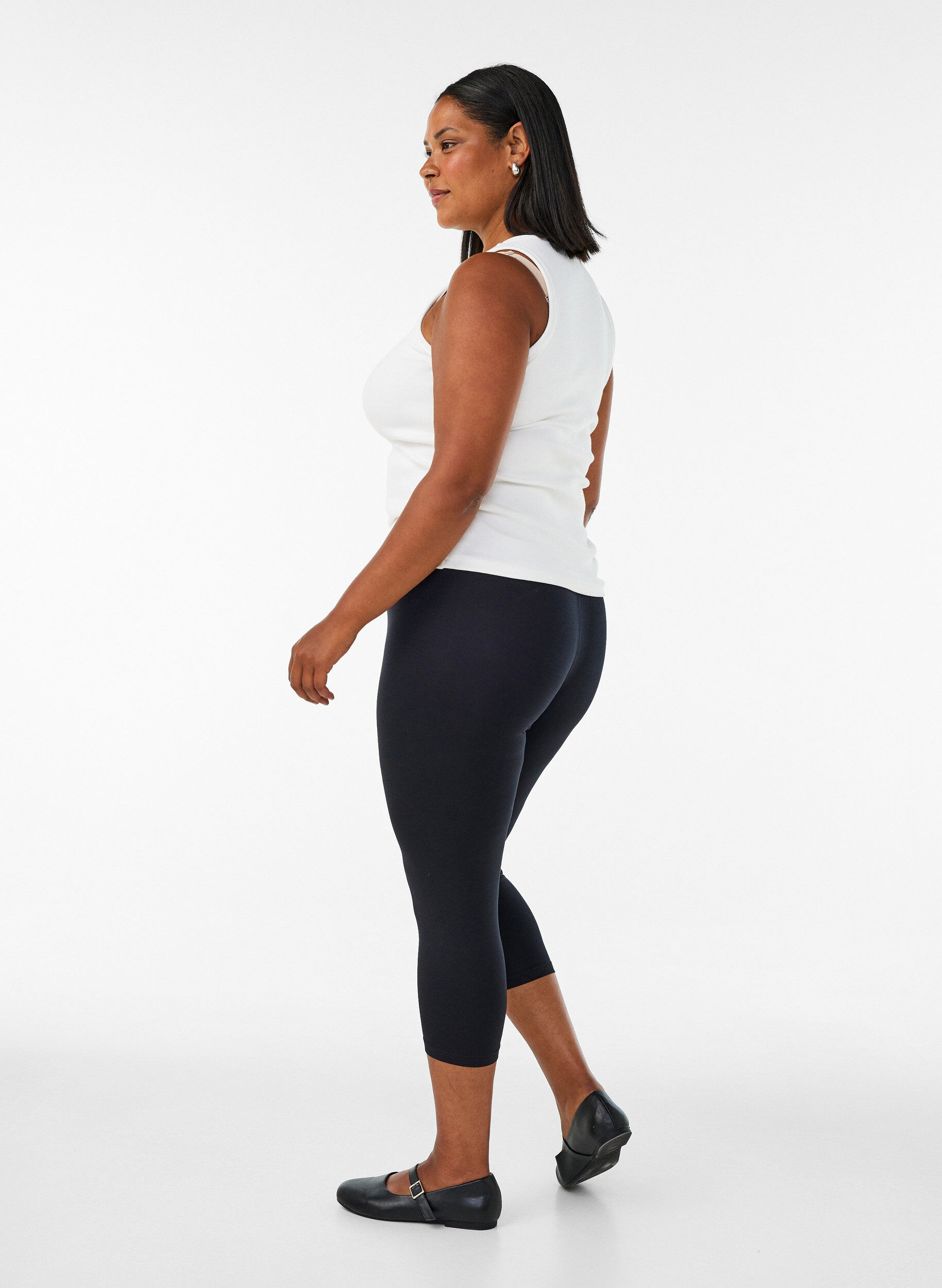 ZizziBasis 3/4 leggings i viskose, Sort, Model image number 2