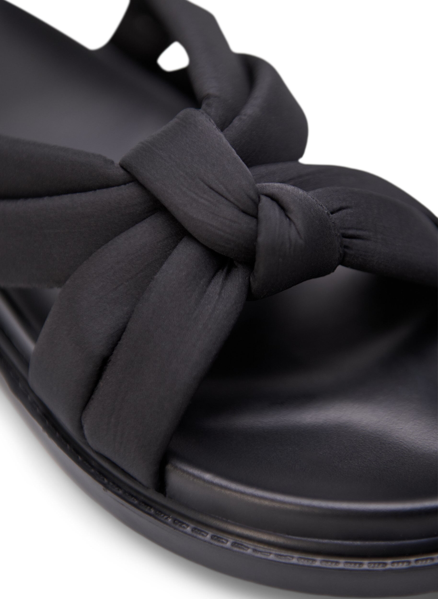 Zizzi Wide fit - Sandal med knudedetalje, Sort, Packshot image number 3